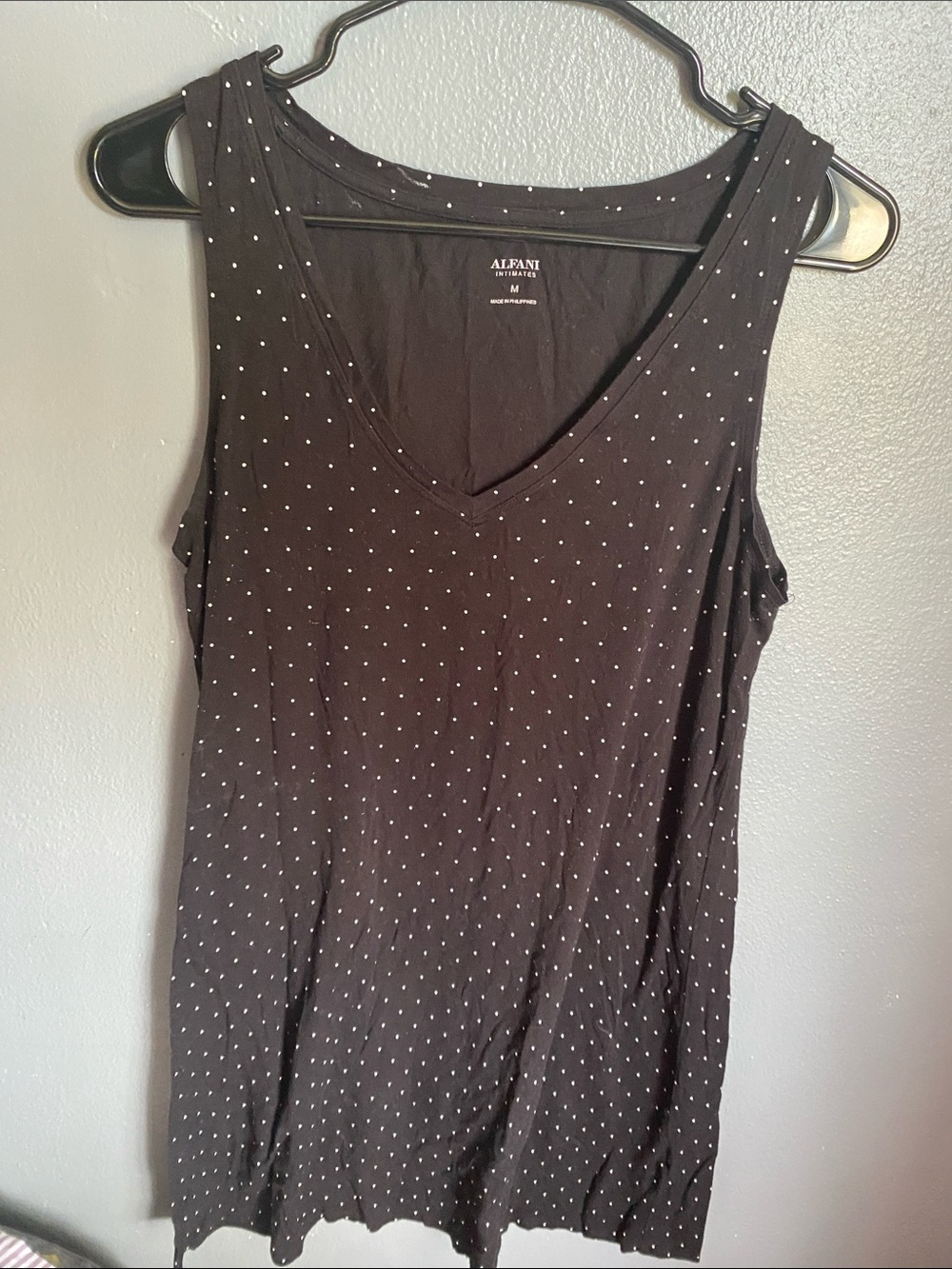 Alfani Black Tank dress with White Polka Dots